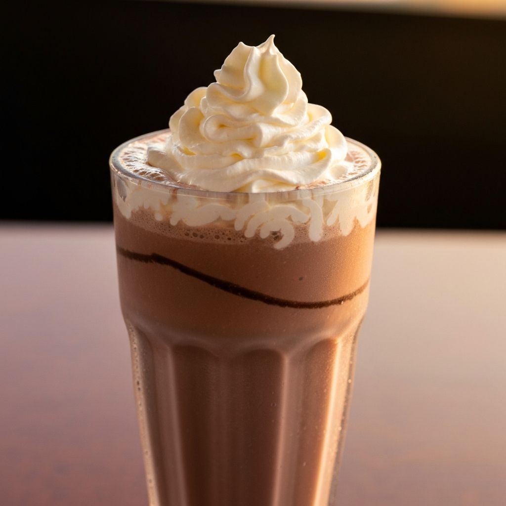 Thick creamy milkshake with whipped cream