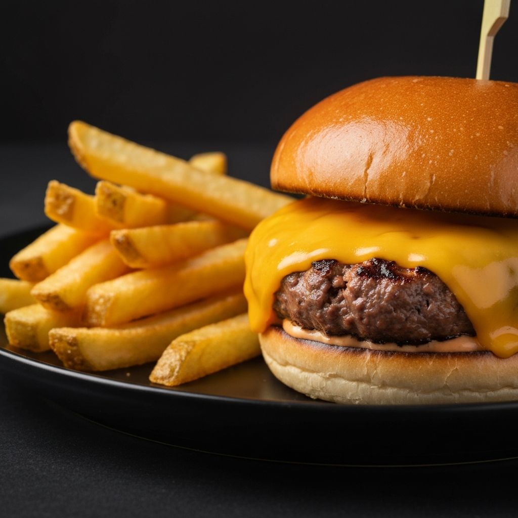 Our signature Curly burger with crispy fries